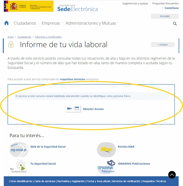 acceder vida laboral online